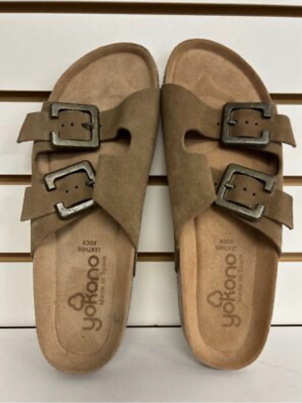 Yokono Tan Double-Buckle Suede Sandals